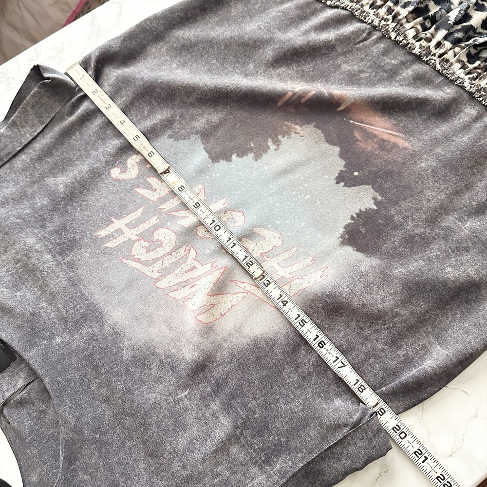 ALLSAINTS Watch the Skies Gray Silk Mini Dress Leopard Hem Women's US Size 6 - Picture 11 of 12